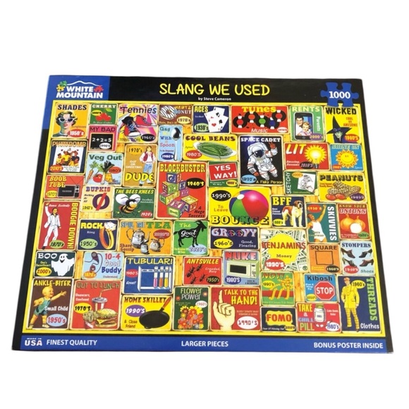 WHITE MOUNTAIN “THE SLANG WE USED” 1000 piece puzzle complete condition fun - Picture 1 of 7
